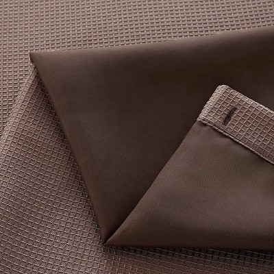 Brown Waffle Weave Shower Curtain with Detachable Liner