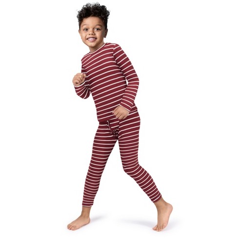 Rocky Thermal Underwear For Boys Long Johns Fleece Lined Set Shirt Pants Base Layer burgundy Striped Large Target