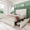 Queen/King Size Upholstered Platform Bed Frame with Storage Drawers, Corduroy Wingback with Tufted Headboard and Footboard, No Box Spring Needed - 3 of 4