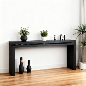 Wooakway Beaded Wood Console Table Retro Sofa Table Farmhouse Entryway Table Rustic Hallway Table Vintage TV Stand - 1 of 4