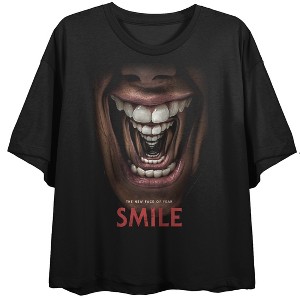 Smile The New Face Of Fear Key Art Crew Neck Short Sleeve Women's Black Crop Top - 1 of 3