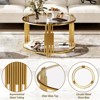 ALEXOUN 31.5 Inch Coffee Table,2-Tier Transparent Circle Glass Center Table with Storage Shelf & Metal Base,for Living Room,Office,Small Spaces - 4 of 4