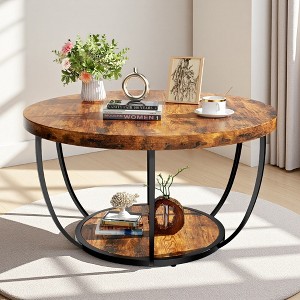 31.5" Wood Round 2-Tier Coffee Table - 1 of 4