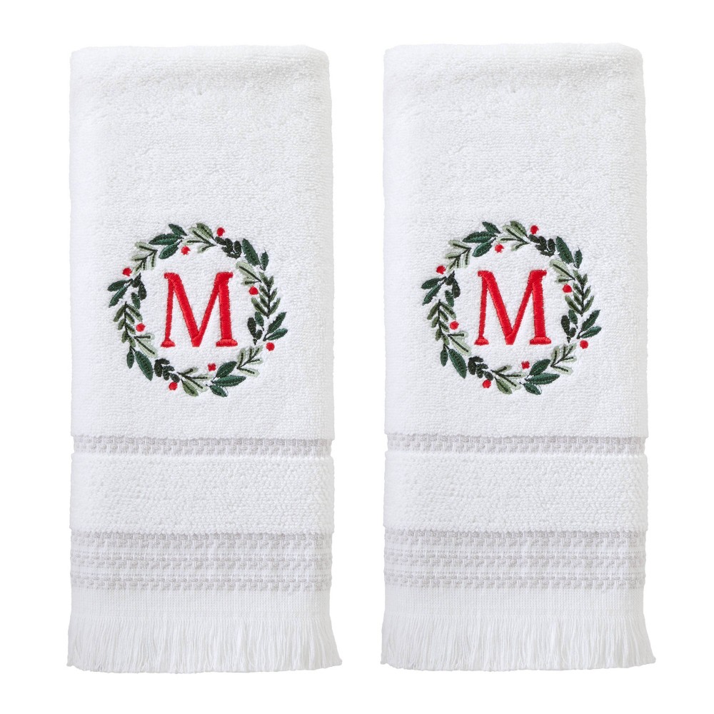 SKL Home 2pk Wreath Monogram Hand Towels "M"
