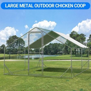 Jojoka Pet Cage Large Walk-in Metal Chicken Coop with Run, Double Door, Water-Resistant UV Cover, Outdoor Poultry Enclosure - 1 of 4