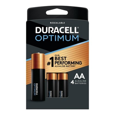 Duracell Optimum AA Batteries - 4 Pack Alkaline Battery with Resealable Tray