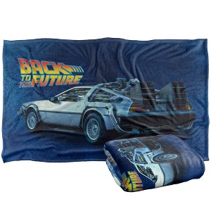 Kids' Back To The Future Delorean Silky Touch Blanket White 36X58 - 1 of 4