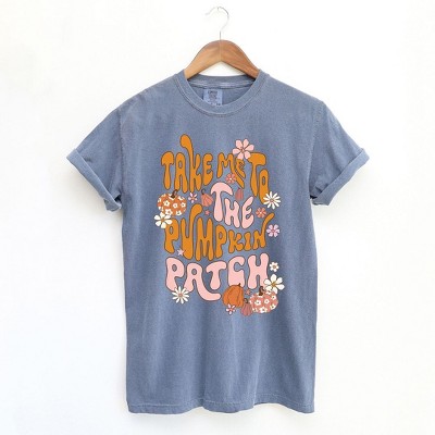 Simply Sage Market Women's Take Me To The Pumpkin Patch Flowers Short Sleeve Garment Dyed Tee