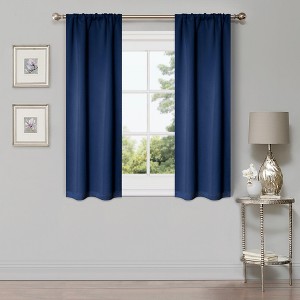 Classic Modern Solid Room Darkening Semi-Blackout Curtains, Rod Pocket, Set of 2 by Blue Nile Mills - 1 of 4