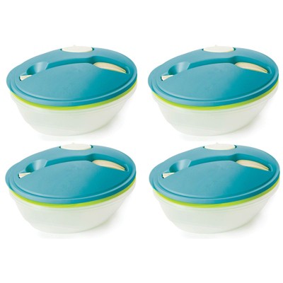 Life Story To-Go Salad Bowl Container w/ Bowl, Dressing Cup, Lid, & Fork, 4 Pack