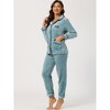 Allegra K Women's Flannel Button Down Lounge Winter Long Sleeves Pajama Sets - 2 of 4