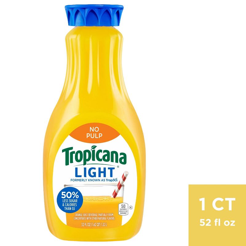 Tropicana Trop50 No Pulp Orange Juice - 52 fl oz, 1 of 4