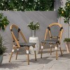 SKRAN Outdoor PE Rattan and Aluminum French Bistro Chair, Set of 2, Black & White, Bamboo Print Finish for Garden, Patio, Outdoor - 2 of 4