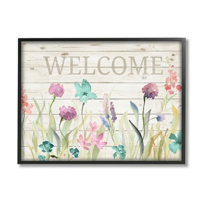 Stupell Welcome Sign Spring Wildflowers
