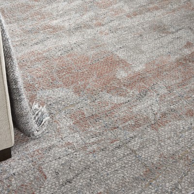 Rustic Textures Light Grey & Rust Abstract Area Rug 7'10" x 10'6"