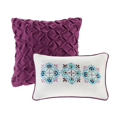Boho Purple and Turquoise Reversible Microfiber Coverlet Set