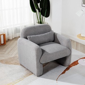 Lyngins Teddy Fleece Accent Chair, Single Sofa Chair with Arms and Pillow,Armchair Lounge Chair for Vanity,Living Room,Bedroom,Office - 1 of 4