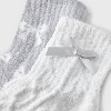 Women's Bows 2pk Cozy Quarter Crew Socks - Ivory/Gray 4-10 - 3 of 3