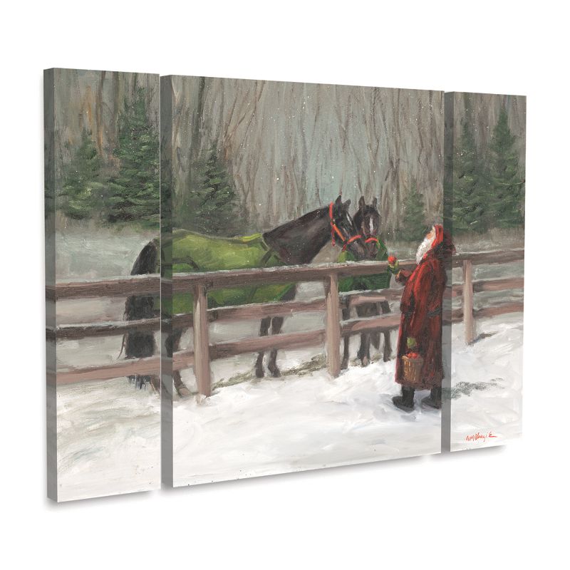 Trademark Fine Art - Mary Miller Veazie 'Santa With Horses' Multi Panel Art Set Large 3 Piece, 2 of 4