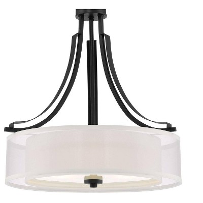 Translucent Sliver Linen Shade 3-Light Sand Coal Pendant