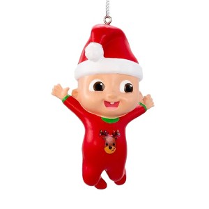 Kurt Adler Plastic Ornament for Christmas Tree, Cocomelon JJ with Santa Hat - 1 of 4