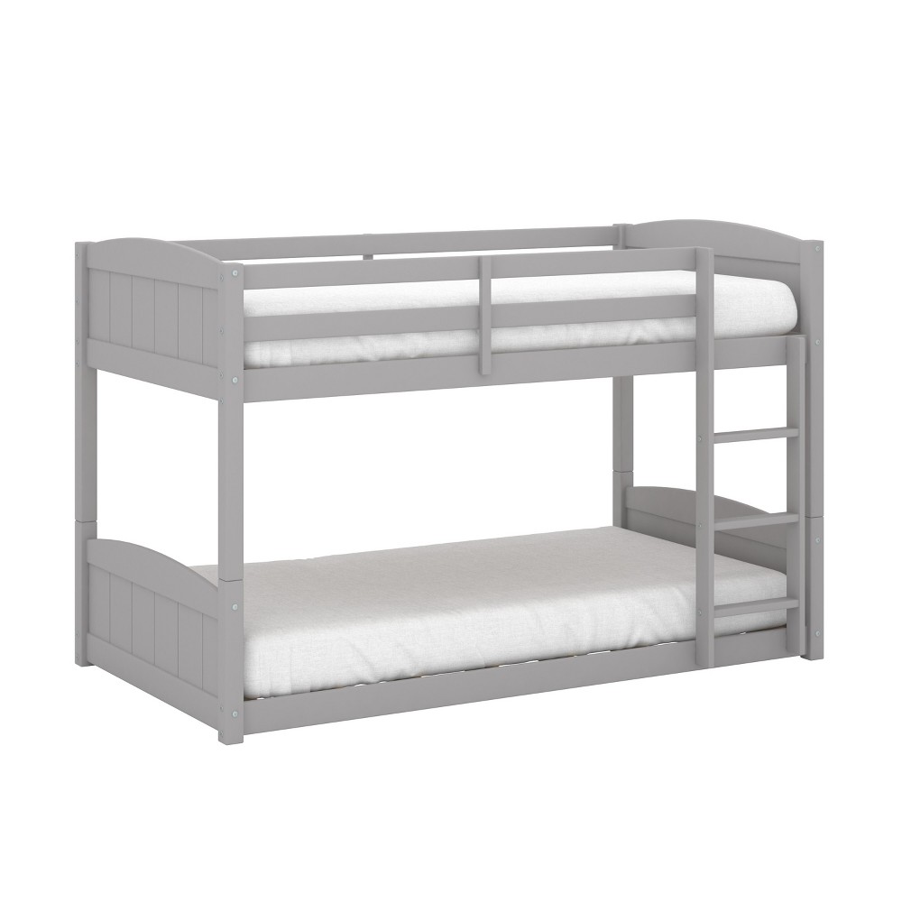Photos - Wardrobe Twin Over Twin Alexis Wood Arch Floor Bunk Kids' Bed Gray - Hillsdale Furn
