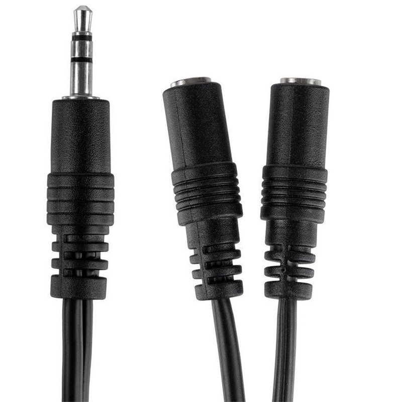 Monoprice Audio/Stereo Splitter Cable - 0.5 Feet - Black | 3.5mm Stereo Plug/Two 3.5mm Stereo Jack, 3 of 4