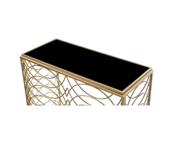 Gold Coast Tranquility Console Table Gold/Black Glass - Johar