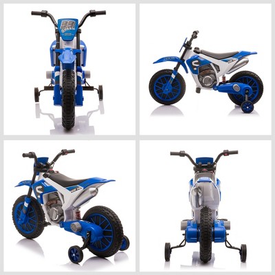 Blue 12V Electric Ride-On Motorcycle with Training Wheels