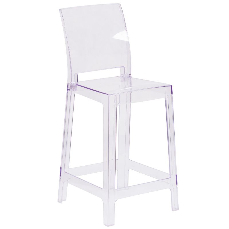Flash Furniture Ghost Counter Stool with Square Back in Transparent Crystal, 1 of 12