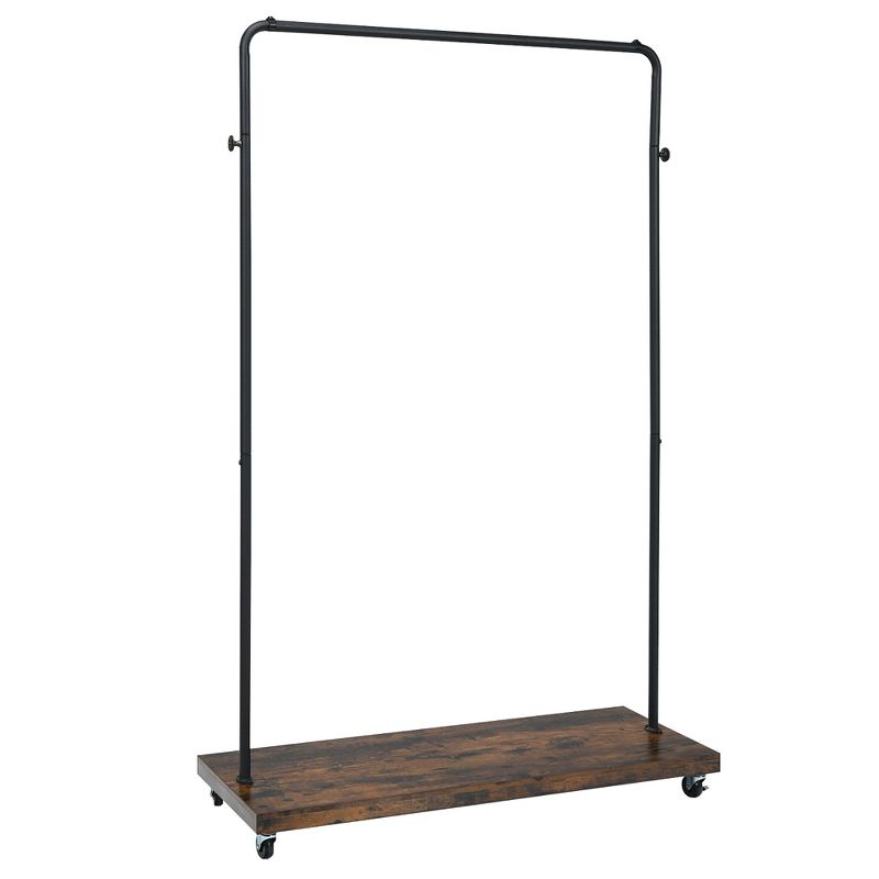 Costway Industrial Pipe Style Rolling Garment Rack Clothes Rack on Wheels / Wood Shelf, 2 of 10