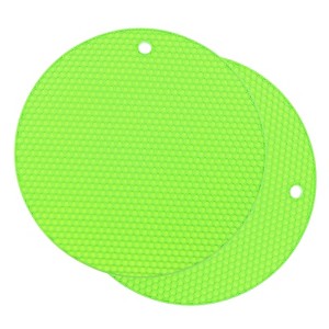 Unique Bargains Flexible Round Shaped Silicone Trivet Mats for Kitchen Table 2 Pcs - 1 of 4