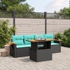 vidaXL 5 Piece Patio Sofa Set with Cushions Black Poly Rattan - 2 of 4