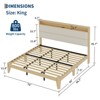 Bed Frame with RGB LED Light & Charging Station, 2-Tier Storage Headboard and Sturdy Wooden Slats Support - 2 of 4