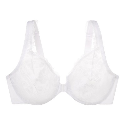 Glamorise Womens Wonderwire Front-closure Stretch Lace Underwire Bra 9245 White 48d : Target