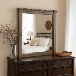 Royal Hampton Dresser Mirror, Beveled Glass, Dark Walnut Brown Wood, 39x46 - 1 of 4