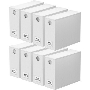 8-Pack Bed Sheet Organizers and Storage, Foldable Sheet Organizers for a Linen Closet, White - 1 of 4