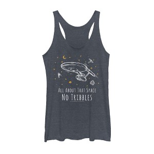 Women's Star Trek All About That Space No Tribbles Racerback Tank Top - 1 of 3