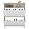 Okak Modern Shoe Cabinet with 2 Flip Doors & Open Shelf, Superior Top Ample Storage Hidden Shoe Rack Cabinet for Entryway,Hallway, White/Brown - 4 of 4