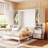 TIRAMISUBEST Full Size Murphy Bed with Closets, Drawers and Shelves, Multi-functional Folding Wall Bed with Narrow Desk - 2 of 4