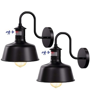 C Cattleya 2-Pack Black Gooseneck Motion Sensor Outdoor Barn Light - 1 of 4