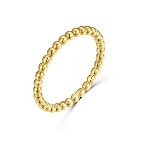 Guili 14k Yellow Gold Plated Beaded Stacking Ring Wedding Band With ...