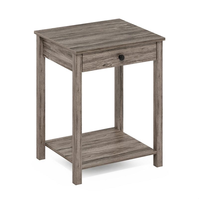 Furinno Classic Side Table with Drawer, Rustic Oak, 3 of 5