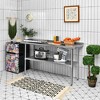 Costway Stainless Steel Table for Prep & Work w/ Backsplash - 2 of 4