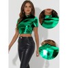 INSPIRE CHIC Women's Party Short Sleeve Mock Neck Holographic Metallic Crop Top - 2 of 4