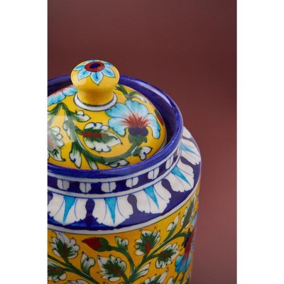 Handcrafted Blue and Yellow Ceramic Kitchen Canister Set