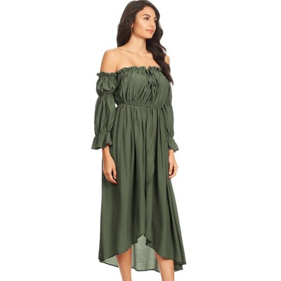 Anna-Kaci Women's Casual Boho Off Shoulder Gone With The Wind Dress