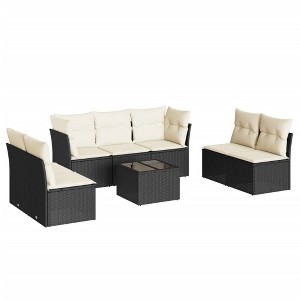 vidaXL Garden Sofa Set Black, Cream White - 1 of 4
