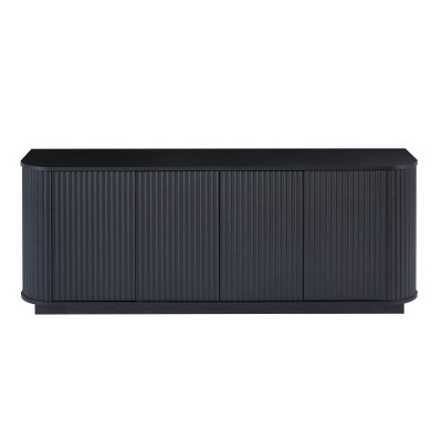 Ridstar 64 in. W Wooden Sideboard Storage Cabinet with Wave Pattern for Kitchen, Bedroom & Entryway-Black