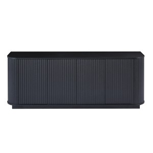Ridstar 64 in. W Wooden Sideboard Storage Cabinet with Wave Pattern for Kitchen, Bedroom & Entryway-Black - 1 of 4